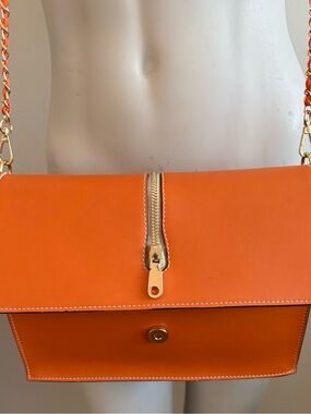 Vittoria Napoli orange leather crossbody bag